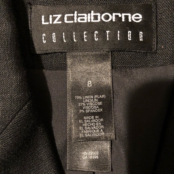 Liz Claiborne | Jackets & Coats | Liz Claiborne Black Linen Blazer Sz 8 ...